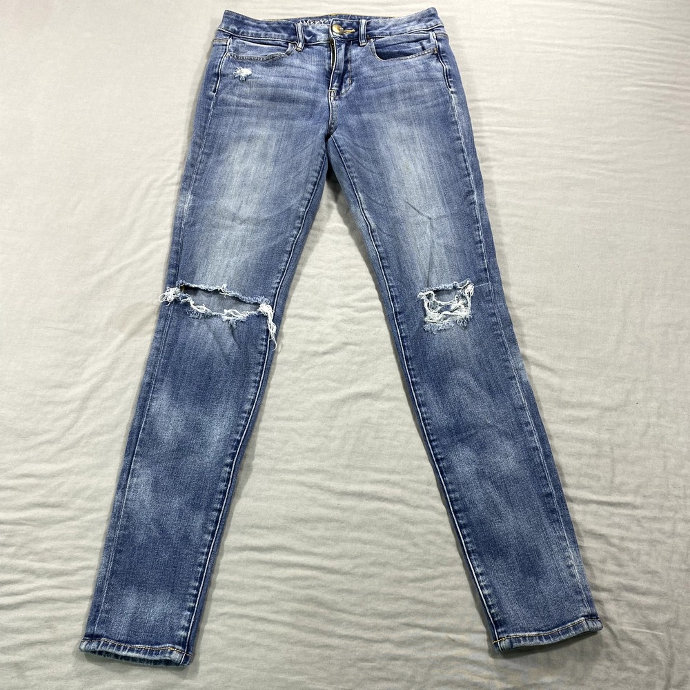 American Eagle Jeans Womens 2 Blue High Rise Jegging Skinny Super Stretch‎ 26x28